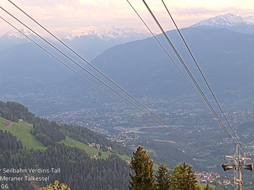 Mountain station of the cable car Verdins-Tall - View over Schenna and the Merano valley basin